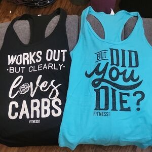 Graphic Fitness Tank Tops - Black and Blue